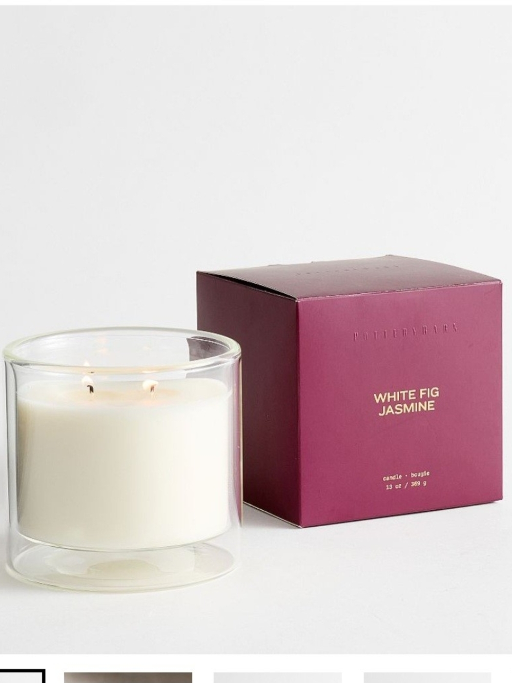 Pottery Barn White Fig & Jasmine  Medium Candle 13 oz